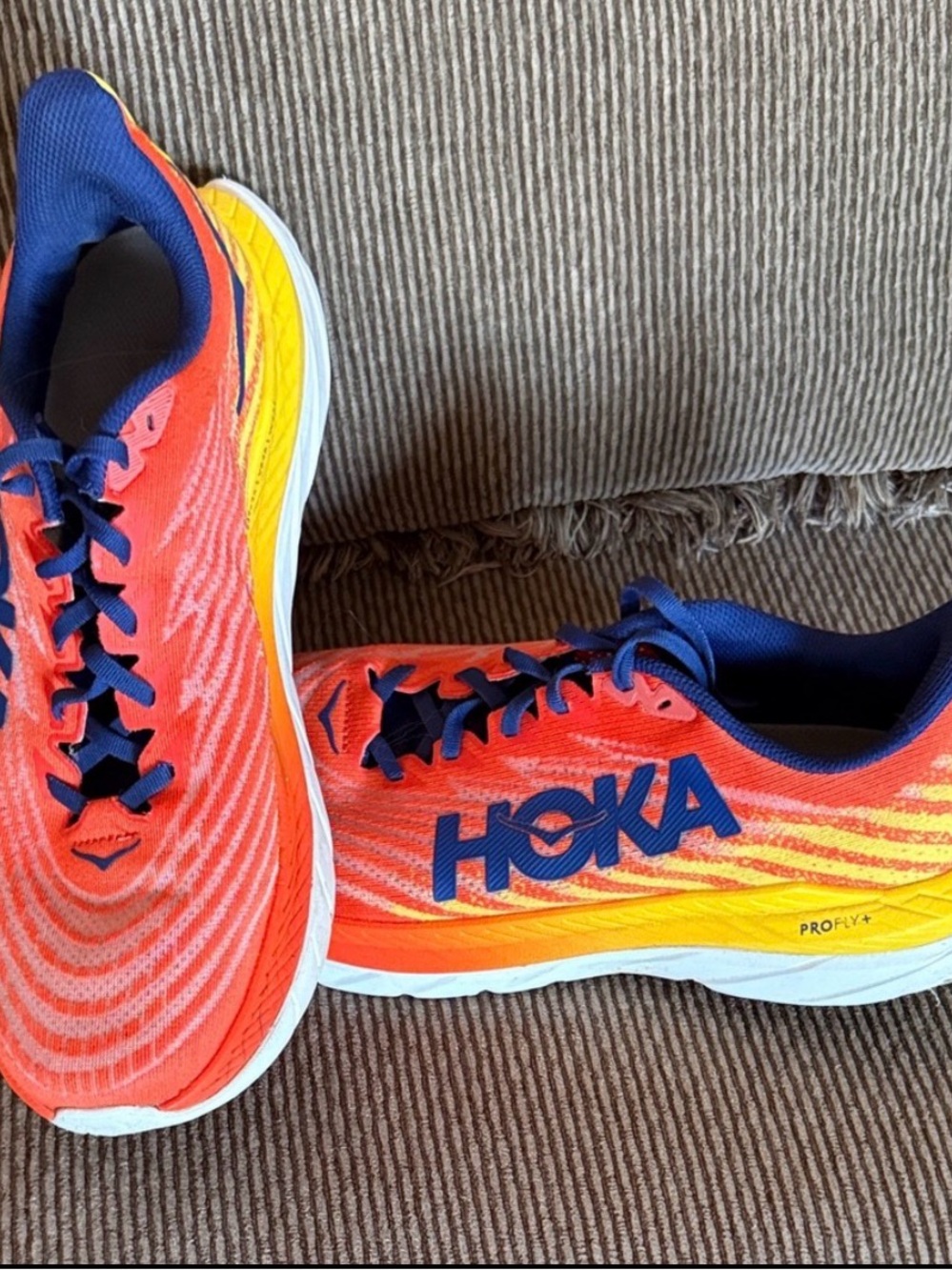 Hoka Mach 5 Men's Orange Yellow Blue Athletic Running Shoes